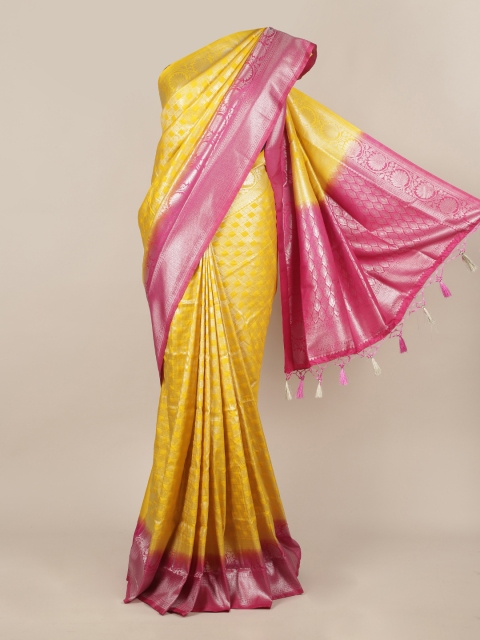 

Pothys Yellow & Pink Jute Silk Woven Design Saree