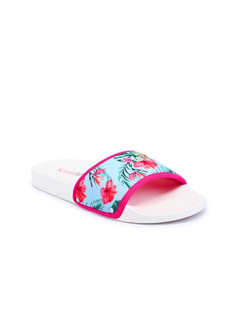 

KazarMax Girls Turquoise Blue & Pink Printed Sliders