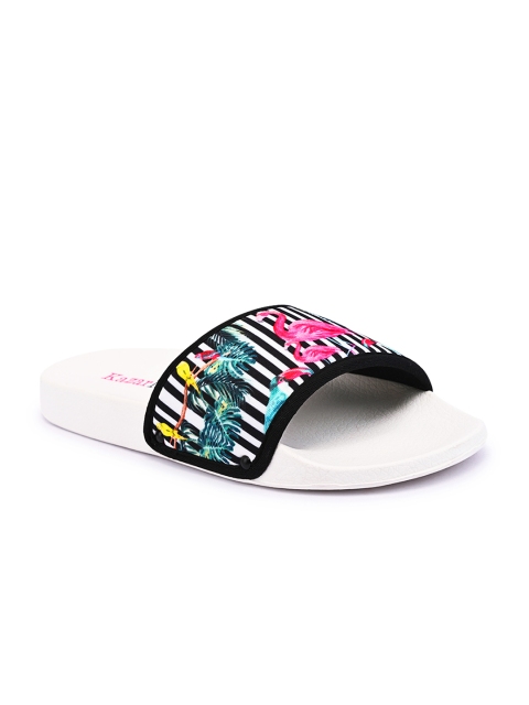 

KazarMax Girls Black & Pink Printed Sliders