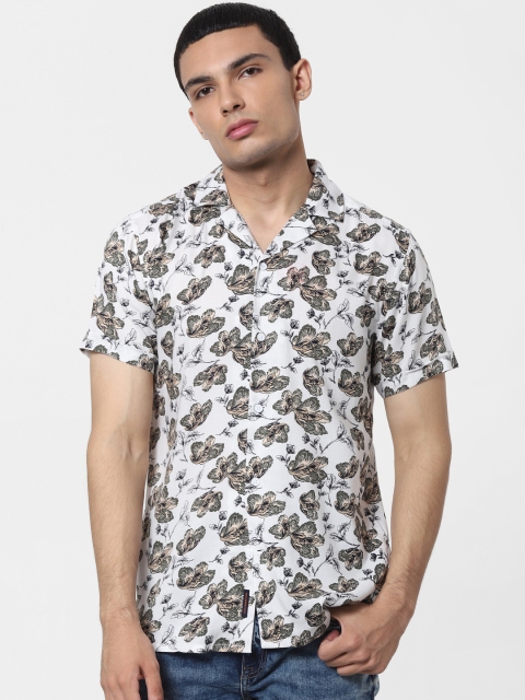 

Jack & Jones Men White & Brown Regular Fit Printed Casual Shirt