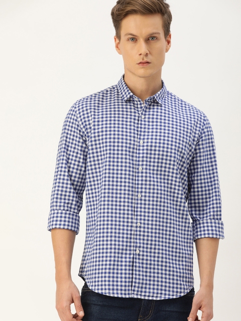 

ether Men White Gingham Checked Casual Shirt