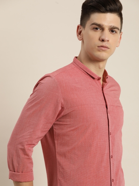

ether Men Coral Solid Pure Cotton Regular Fit Casual Shirt