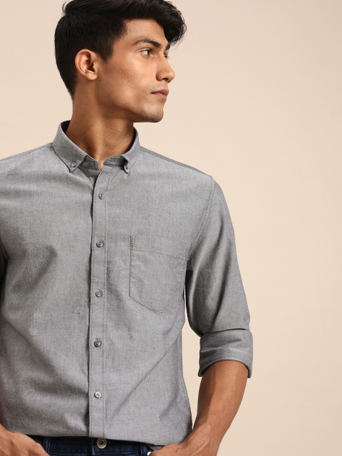 

ether Men Charcoal Grey Casual Shirt