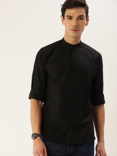 

INVICTUS Men Black Solid Pure Cotton Casual Shirt