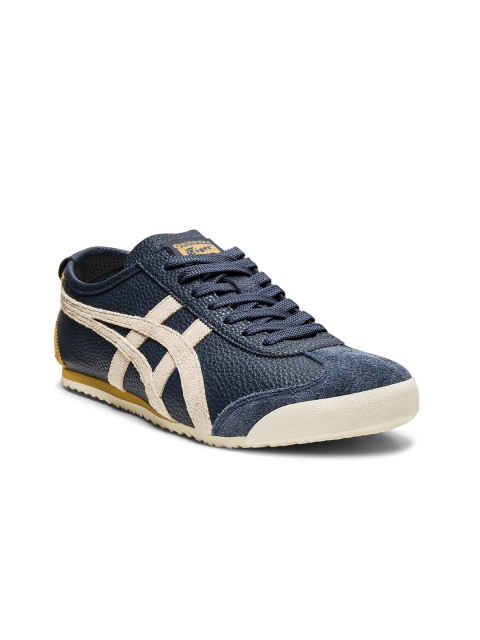

Onitsuka Tiger Unisex Navy Blue Textured Mexico 66 Leather Sneakers