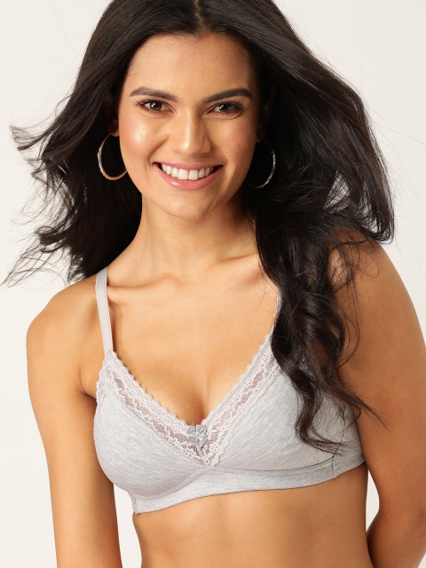 

DressBerry Grey Melange Lace Non-Wired Lightly Padded T-Shirt Bra DB-PAD-JACQ-01B1