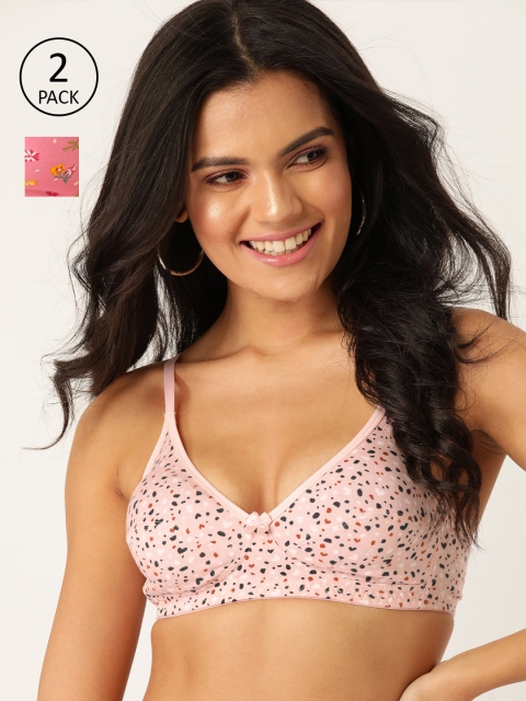 

DressBerry Pack Of 2 Printed Non-Wired Non Padded Everyday Bras DB-CS-BRA-031, Peach