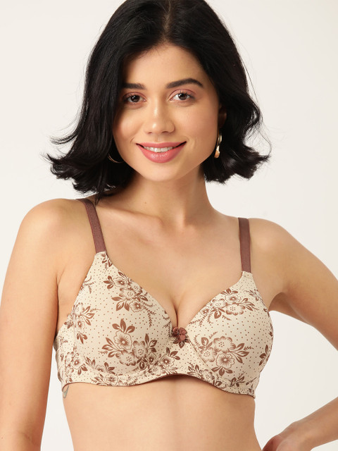 

DressBerry Beige & Brown Printed Underwired Lightly Padded T-shirt Bra DB-DR-BRA-017H