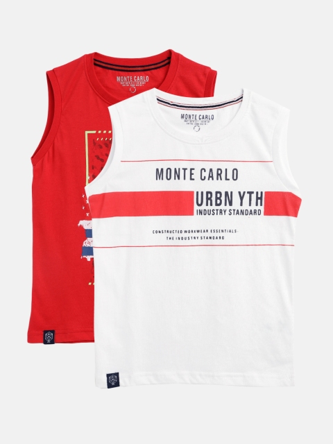 

Monte Carlo Boys Pack of 2 Printed Sleeveless T-shirts, White