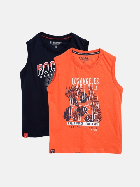 

Monte Carlo Boys Pack of 2 Printed Cotton T-shirts, Orange
