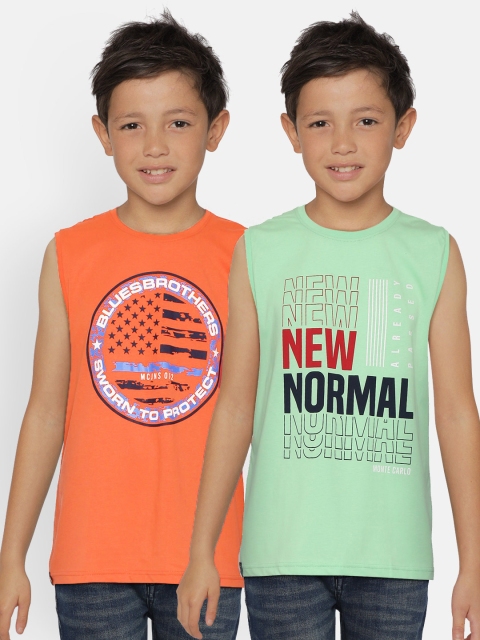

Monte Carlo Boys Pack of 2 Printed Cotton T-shirt, Green