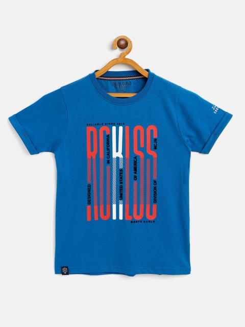 

Monte Carlo Boys Blue & Red Typography Print Cotton Round Neck T-shirt