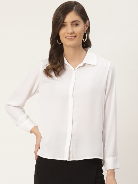 

Madame Women White Regular Fit Solid Casual Shirt
