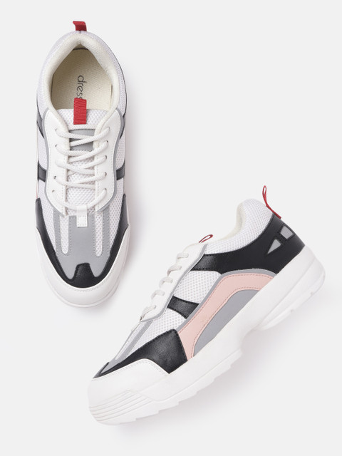 

DressBerry Women White & Grey Colourblocked Sneakers