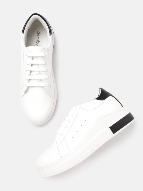 

DressBerry Women White Solid Flatform Sneakers