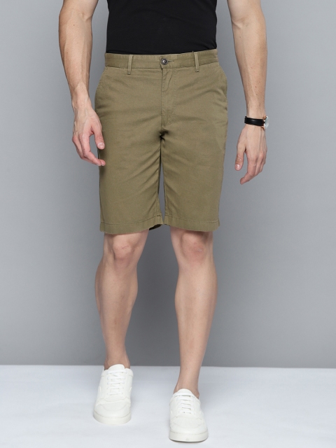 

Indian Terrain Men Olive Green Solid Regular Fit Mid-Rise Regular Shorts