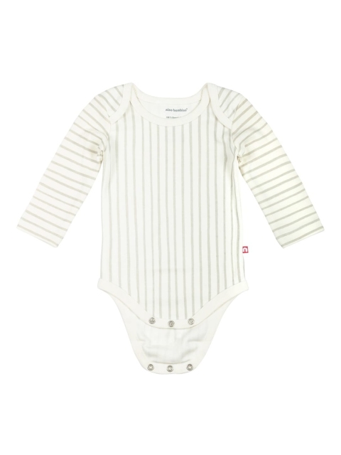 

Nino Bambino Infant Kids Off-White & Grey Striped Organic Cotton Sustainable Bodysuit