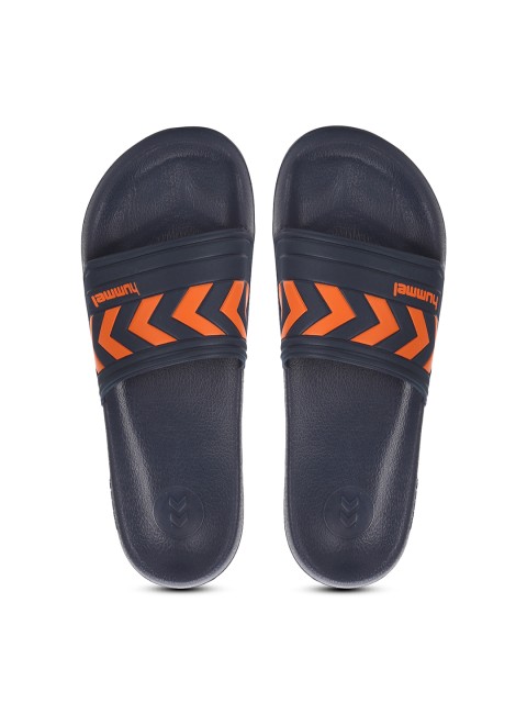 

hummel Unisex Blue & Orange Printed Sliders