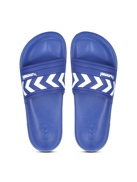 

hummel Unisex Blue & White Printed Sliders
