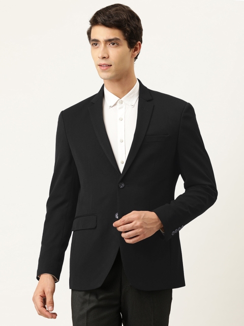 

Peter England Men Black Neo Slim Fit Solid Single-Breasted Formal Blazer