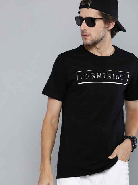 

Kook N Keech Men Black Typography Printed Pure Cotton T-shirt