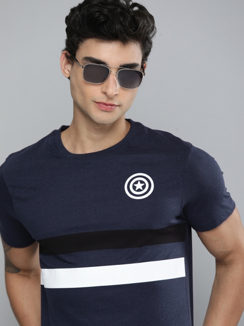 

Kook N Keech Marvel Men Navy Blue & White Striped T-shirt
