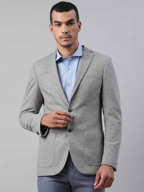 

Marks & Spencer Men Grey Melange Woven Design Single-Breasted Slim Fit Formal Blazer