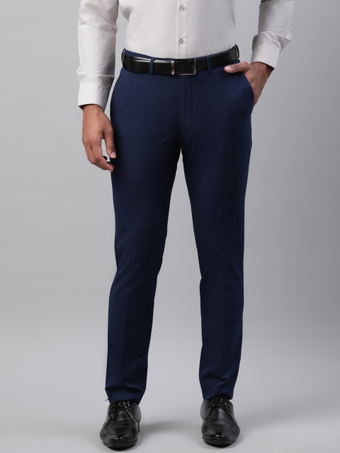 

Marks & Spencer Men Navy Blue Slim Fit Solid Formal Trousers