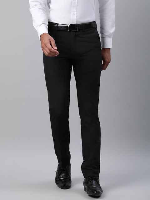 

Marks & Spencer Men Black Slim Fit Solid Formal Trousers