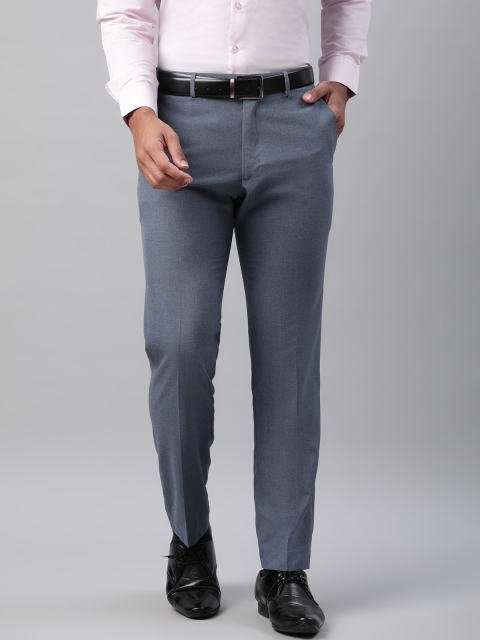 

Marks & Spencer Men Blue Slim Fit Solid Formal Trousers
