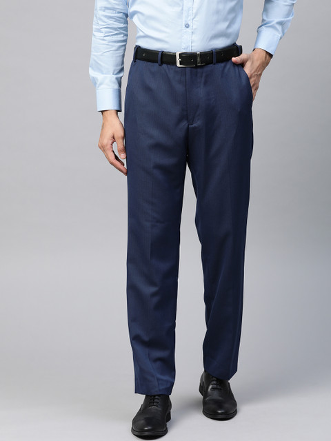 

Marks & Spencer Men Navy Blue Regular Fit Solid Formal Trousers