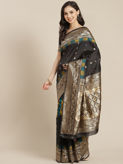 

MANOHARI Black Woven Design Banarasi Saree