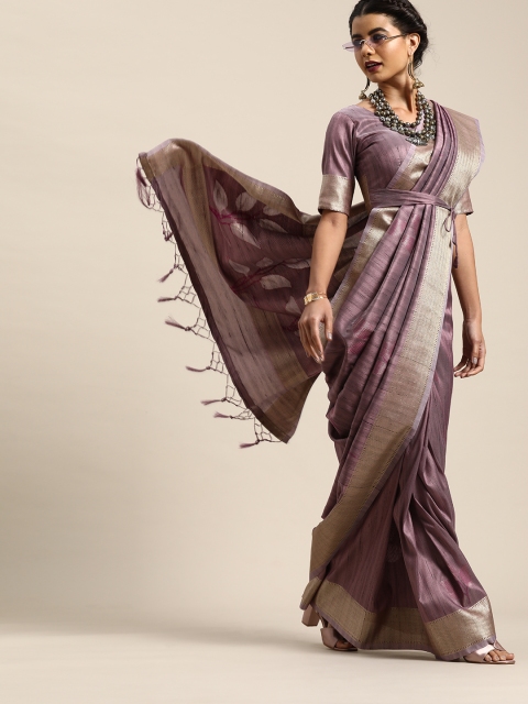 

Saree mall Floral Silk Blend Saree with Sleek border, Mauve
