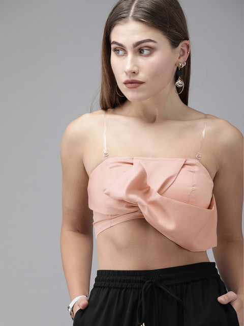 

Vero Moda Women Pink Solid Bralette Crop Top