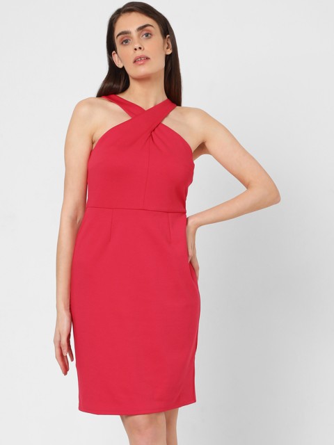 

Vero Moda Women Pink Solid Sheath Dress