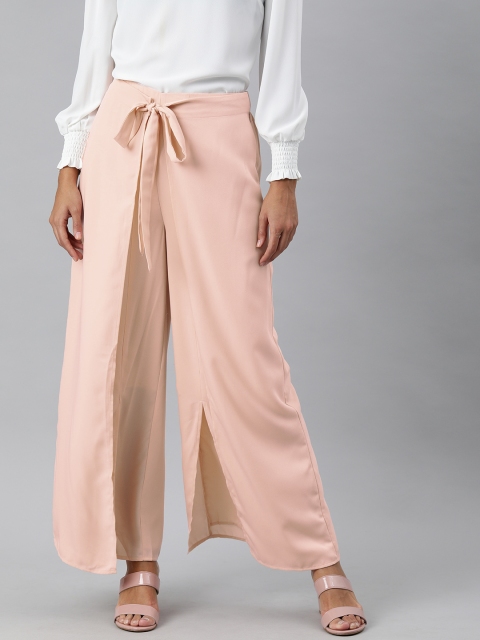 

Vero Moda Women Pink Flared High-Rise Culottes Trousers