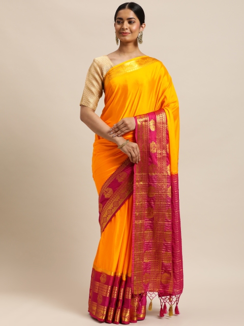 

MIMOSA Mustard & Pink Mysore Silk Saree