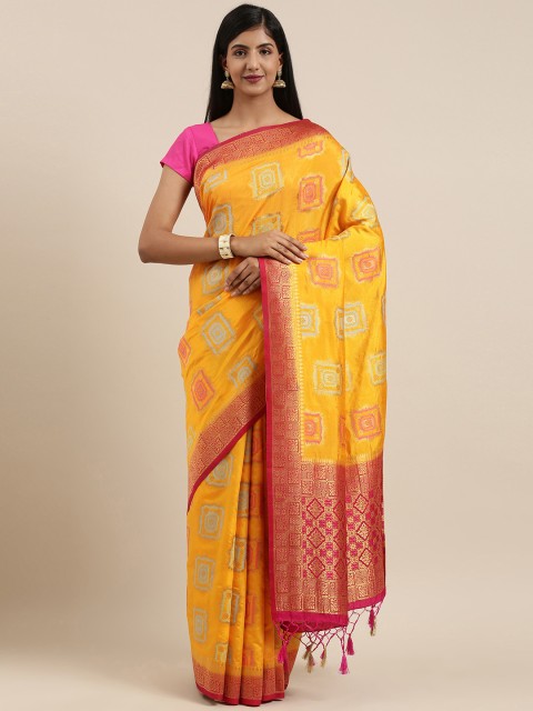 

MIMOSA Mustard & Red Woven Design Patola Saree