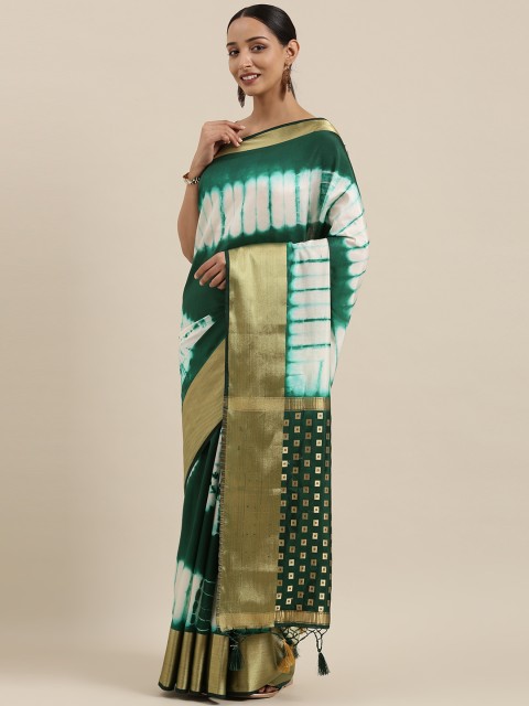 

MIMOSA Green & White Dyed Banarasi Saree
