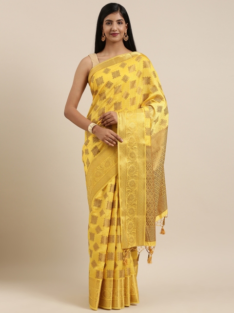 

MIMOSA Yellow Art Silk Woven Design Kanjeevaram Saree