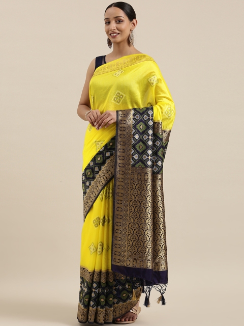 

MIMOSA Yellow & Black Woven Design Patola Saree