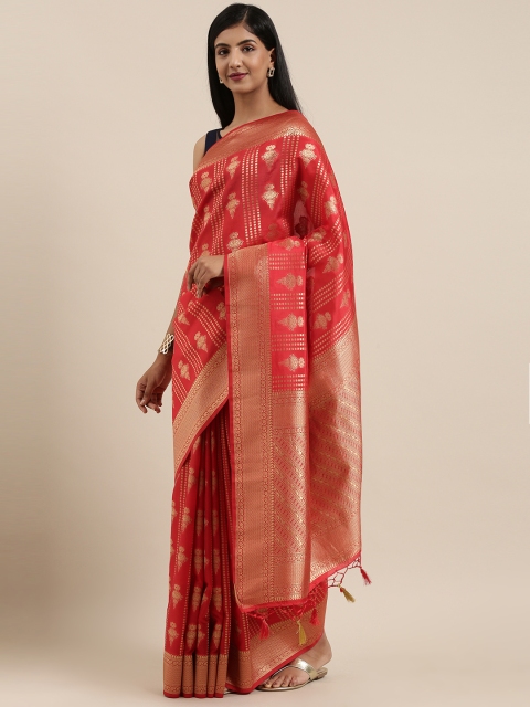 

MIMOSA Red Art Silk Woven Design Kanjeevaram Saree