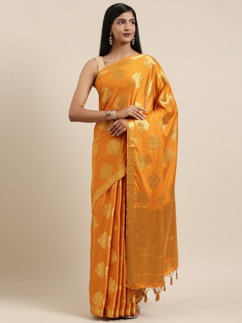 

MIMOSA Gold-Toned Poly Crepe Woven Design Mysore Silk Saree
