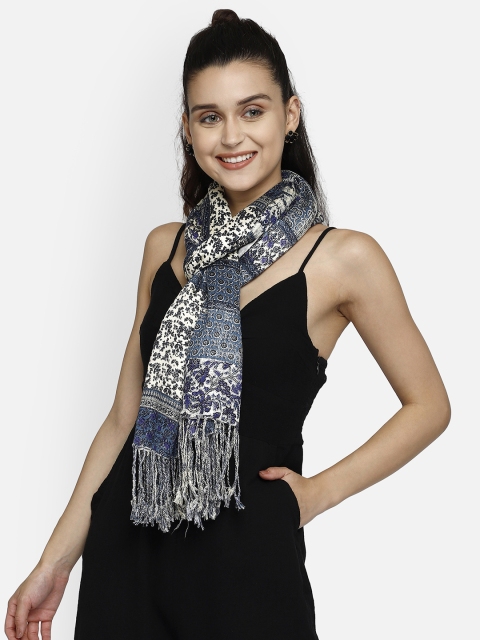

Aditi Wasan Women Off-White & Blue Printed Stole