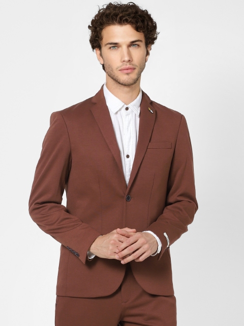 

Jack & Jones Brown Solid Slim Fit Solid Single-Breasted Casual Blazer