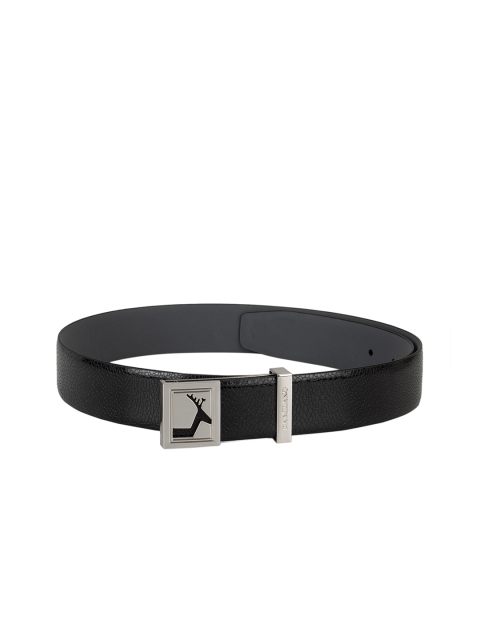 

Da Milano Men Black & Silver-Toned Textured Belt