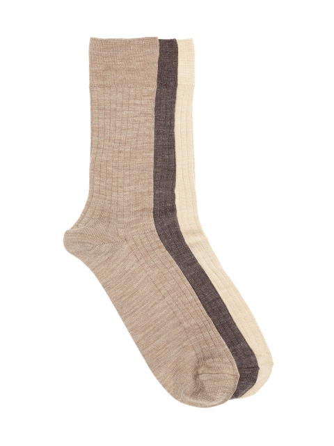 

Marks & Spencer Men Pack of 3 Brown Ribbed Calf Length Socks