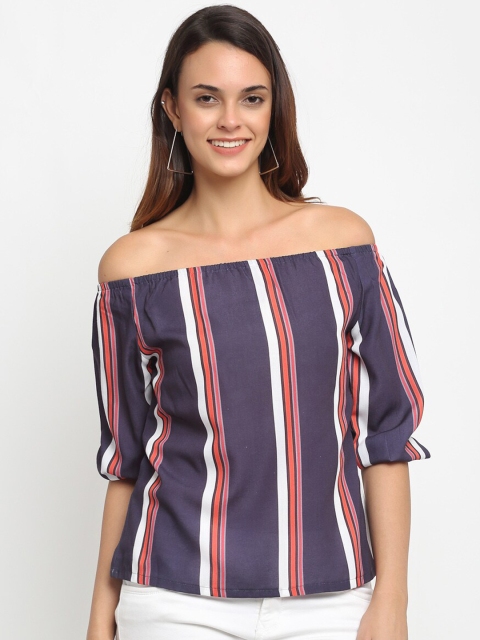 

Aujjessa Women Multicoloured Striped Off-Shoulder Regular Top, Multi