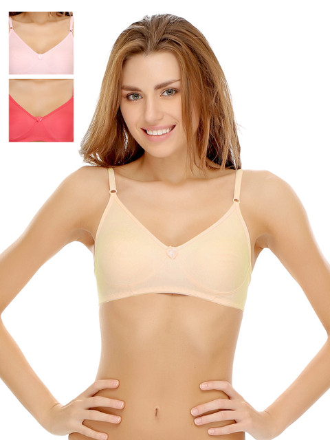 

Clovia Pack Of 3 Non-Padded Bras COMBBR219, Red