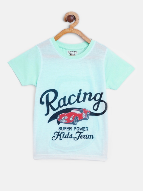

Eteenz Boys Mint Green & Red Car Print Round Neck T-shirt
